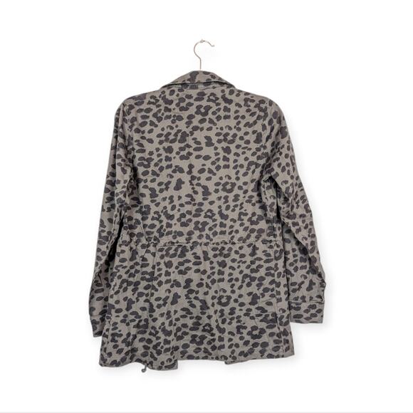 Knox Rose Women's Charcoal Grey Leopard Print Button Utility Jacket Size XS - Picture 2 of 7